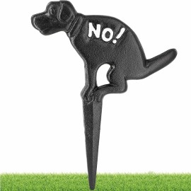 RamPro Ram-pro No Pooping Dog Sign - Cast Iron, Black, Yard Sign With Stake,
