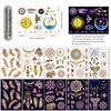 Penubuy Neon Party Temporary Tattoo, 6 Sheets Fluorescent Foil Embossing