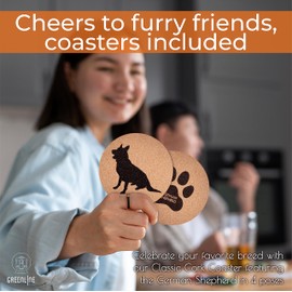 German Shepherd Lovers Cork Drink Coasters - Set of 4 Dog Coasters with Protective Bottom | German Shepherd Decor Coasters for Drinks| Great Gift Idea for German Shepherd Moms & Dads
