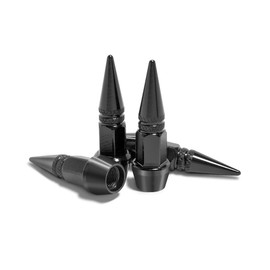 CGEAMDY 4 x Car Valve Caps for Stable Tyre Pressure, Aluminium Protection Against Dust, Car Valve Cap for Motorcycle & Bicycle Wheel & Tyres, General Car Accessories (Black)