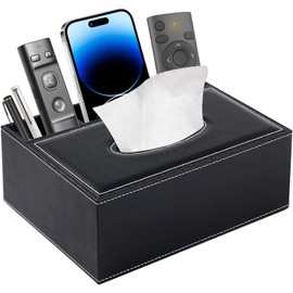 Caja de Pañuelos Desechables con Organizador de Controles Remotos Adecuado para Baño, Encimera, Mesa, Oficina Porta Pañuelos, Porta Controles TV