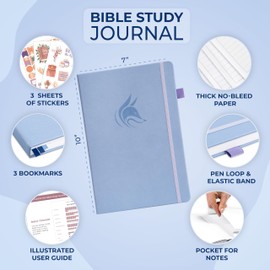 Clever Fox Bible Study Journal Large – Church Notes Notebook – Note Taking & Journaling Kit – Faith Based Religious Accessories, 7x10” (Periwinkle)