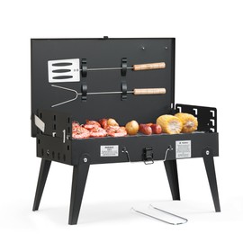 MASTER COOK Portable Charcoal Grill, Foldable BBQ Grill Kit Easy to Carry, Mini Tabletop Grill for Outdoor Camping, Patio and Picnic, 17.1”*10.8”*2.5”