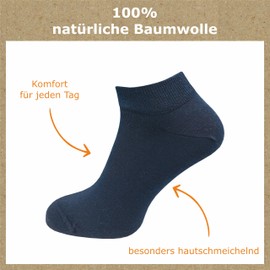 GAWILO Women's Trainer Socks Made of 100% Pure Cotton (6 Pairs | 10 Pairs) | Short Socks without Pressing Seam Over the Toes, Blue | 6 Pairs