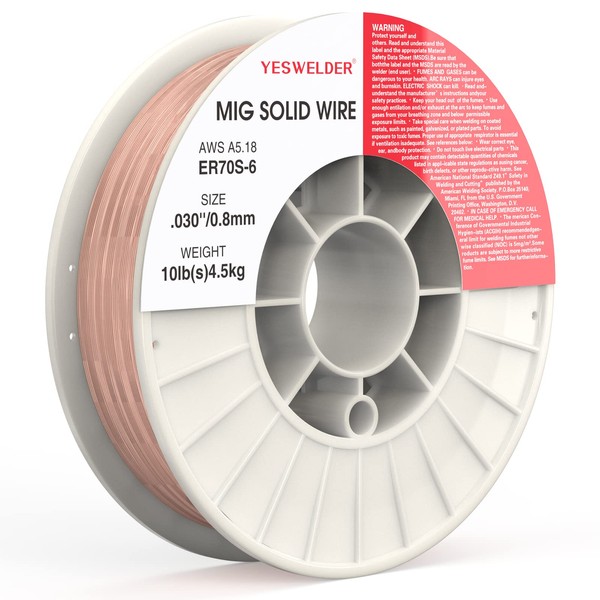 YESWELDER ER70S-6 .030-Inch on 10-Pound Spool Carbon Steel Mig Solid Strong ABS Plastic Spool Welding Wire