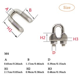 SUNSK Wire Rope Clamp Clamp 4 mm Stainless Steel M4 Wire Rope Clamp Rope Clamp Galvanised Wire Rope Clamp Pack of 15