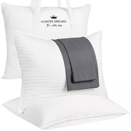 Luminuxe Set of 2 Cooling Down Alternative Gel Fiber Bed Pillows with 100% Cotton Cover, Pillow Cases Included. Standard Size - Gray