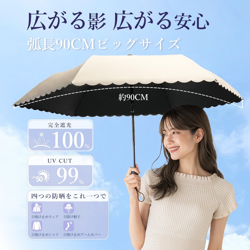 Ultra Lightweight Parasol (100 Light Blocking, UV Protection) Folding Umbrella,