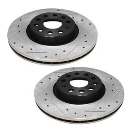 AutoShack Front and Rear Drilled and Slotted Brake Rotors Black and Ceramic Pads Kit Set Replacement for 2008 VW Rabbit 2005-2009 Jetta 2.5L FWD BRKPKG980