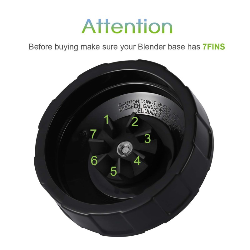 7-Fins Extractor Blade Assembly with Rubber Gasket Blender Replacement Parts