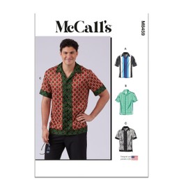 McCall's Men's Fitted Bowling Shirt Sewing Pattern Packet, Design Code M8459, Sizes 34-36-38-40-42, Multicolor