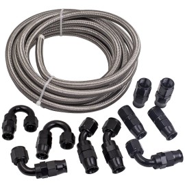 BFO 8AN 20FT Fuel Line Kits Fittings E85 PTFE  Steel  Braided Hose End Fitting Kit