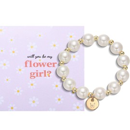 CERSLIMO Flower Girl Proposal Gifts - Initial Letter ABC to XYZ Flower Bracelet, Will You Be My Flower Girl Gift, Flower Girl Proposal Gifts Bracelet for Little Girls Kids, W