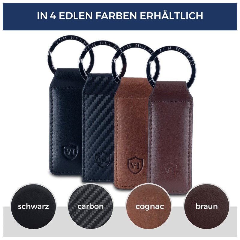 VON HEESEN® Leather Keyring with Gift Box, Key Organiser Lanyard,