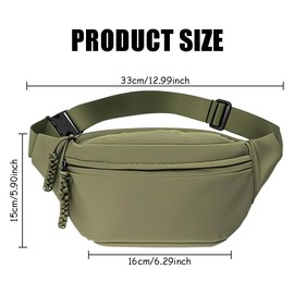 BCQTD Bumbags for Ladies, Fashion Festival Fanny Pack for Women Men with Adjustable Belt, 2-Zipper Pockets, Large Capacity, Lightweight Waist Bag Suitable for Running Walking Hiking Jogging (Green)