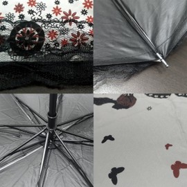 Maibar Sun Umbrella UV Protection for Women, Hand Parasol Folding Umbrellas Flower Butterfly Lace Umbrellas for Ladies in Summer (Beige)