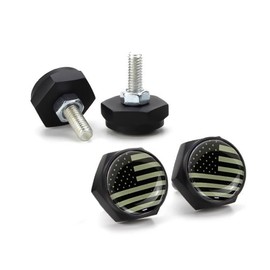 Sodcay Pack of 4 License Plate Screws, American Flag Black License Plate Screws, for Fastening License Plates or Frames of Most Cars, Trucks and Motorcycles (Black & Gray)