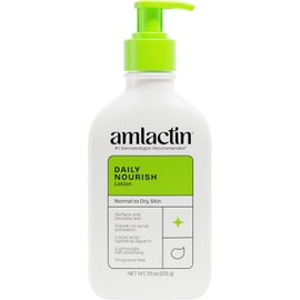 AmLactin - Loción corporal hidratante diaria, hidrata al instante, alivia la rugosidad, potente terapia alfa-hidroxi exfolia suavemente, suaviza la piel áspera y seca, libre de parabeno, 7.9 oz., paquete de 1 7.9 oz, Paquete de 1, 12% Ácido Láctico, Sin P