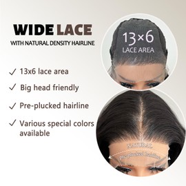 FABÉLLE 26Inch Body Wave Natural Black 13×6 Lace Front Wigs Pre Plucked Glueless Wigs Synthetic Heat Resistant Fiber 130% Density Transparent Lace Front Wigs for Women Beginner Friendly