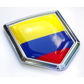Colombia Flag Colombian Emblem Chrome Car Decal 3D Sticker by Car Chrome Decals Shield Shape
