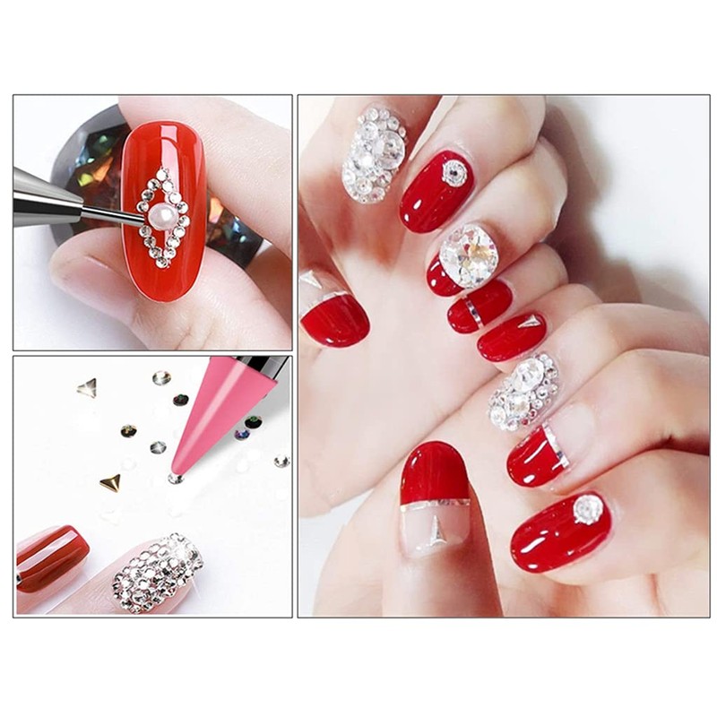 2 Pieces Rhinestone Picker Dotting Pen Anlising Dual Ended Nail