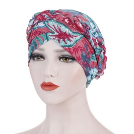 YEHUDAF LEE Women's Turban Braid Headwear Headscarves Chemo Cap Pre-Tied Beanie Hat Head Wrap Sleep Hat, 11