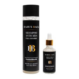 Kit Shampoo Anticada Y Serum Capilar HAIRS BACK Fortificante Tratamiento Para Cabello Maltratado Con Aceite Para Cabello                              