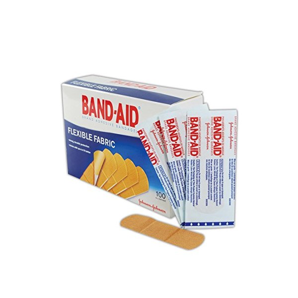 Johnson & Johnson JJ4444 Band-Aid Woven Adhesive Bandages, 1" x 3", Tan (Box of 100)