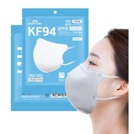 HAPPYDAY KF94 Mask, 3 Layers, Individual Packaging, High Functional, Non-woven Mask, Hygienic Mask, Large, 3D Construction, Disposable, Beak-shaped Mask, Made in Korea, White, 25 Piece Set