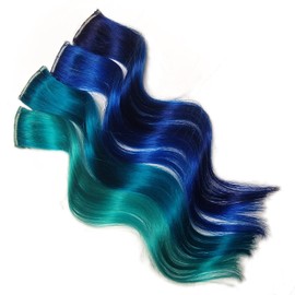 Colorful Blue Clip in Remy Human Hair Extensions for Mermaid or Galaxy Colored Hairstyles (8 inch)