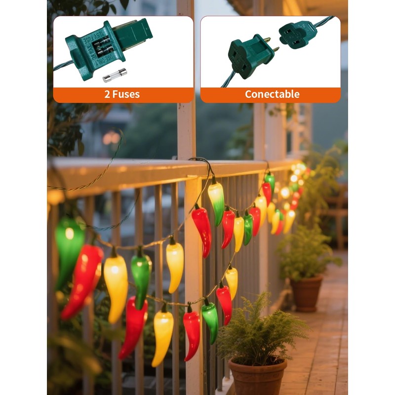 Xingzd 13.6FT Chili Pepper Outdoor String Lights, 35 LED Warm