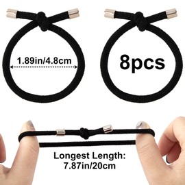 Mxxipp 8pcs Black Knotted Hair Ties for Women, Non-Slip Elastic Hair Rope Ponytail Holders, Adjustable Stretchy Rubber Hair Bands Accessories for Thick Thin Hair
