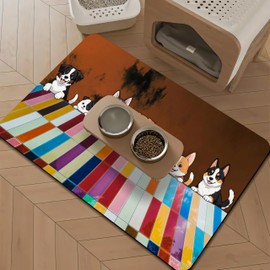 16"x 24" - Large Dog Feeding Mat, Absorbent Mats for Dog Food and Water Bowl, Pet Placemat for Dogs, Cats, Puppy Accessories - (Many Cute Puppies)