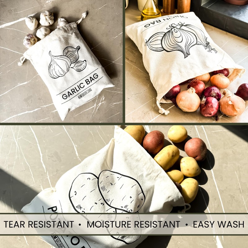 A&M Natural Living Potato Bag, Onion Bag and Garlic Bag