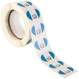 Guatemala Flag Heart Stickers * 500 Per Roll (1" x 1") Guatemalan Stickers