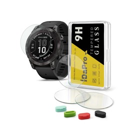 iDaPro [4+4 Pack Screen Protector for Garmin Fenix 7 Pro Solar/Sapphire Solar with Silicone Anti-dust Plugs, 9H Tempered Glass Protection Kit in Reusable Storage Case, Anti-Scratch,Bubble-Free