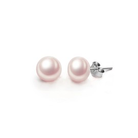 EVER FAITH Women's 925 Sterling Silver Pink Freshwater Cultured Pearl Button Stud Earrings 11 mm, Sterling Silver Cubic Zirconia, No information