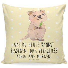Mr. & Mrs. Panda 40 x 40 cm Quokka Happy Cushion - Gift, Good Mood, Funny Sayings, Cushion Cover, Funny Saying, Pillow, Animals, Motif Cushion
