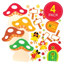 Baker Ross FE654 Autumn Fairy Door Kits - Pack of 4, Fairy Decorations for Children to Make Display, Creative Arts and Crafts Project for Kids, Brown,Green,Orange,Red