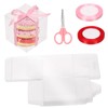 Keadic 33Pcs Clear Square Favor Boxes with Gift Ribbons, Scissors,