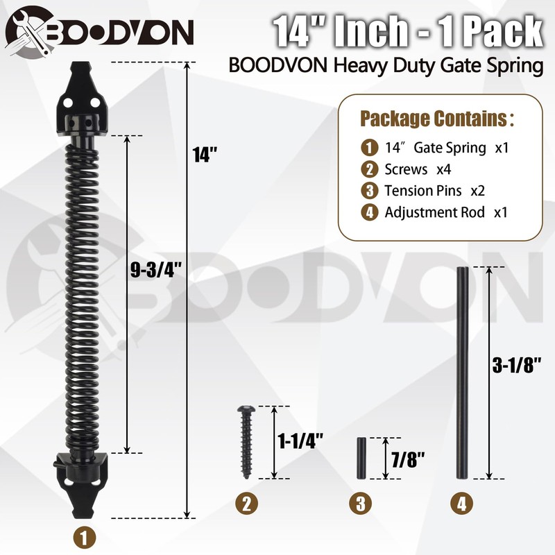BOODVON 14" Gate Spring Self Closing Heavy Duty Door Springs