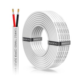 NAOEVO 12 Gauge Marine Wire Duplex, 12 AWG Stranded PVC Marine Electrical Wire, Waterproof/Corrosion Resistant/Tinned Copper Electrical Cable for Boat/Automotive/RV/Solar (30FT)