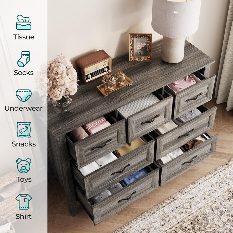 LINSY HOME 7 Drawers Dresser for Bedroom, 47" Wide Wooden
