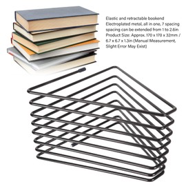 File Organizer, Desktop Files Folder Stand Triangle Wire Magazine Holder Book Shelf, 7 Slot File Sorter Adjustable Telescopic Eye catching Decoration for Indoor Office Home (Black)