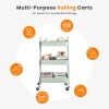 DUMOS 3 Tiers Rolling Metal Cart Shelf Utility Storage Organizer