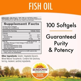 Aceite De Pescado Sundown 1200mg 360mg Omega3 100 Cápsulas Sabor Sin Sabor