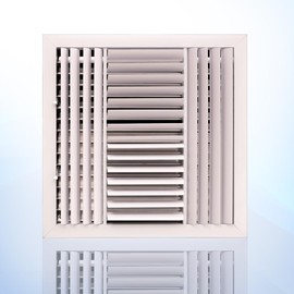 Aluminum 4-Way Vent Cover: Adjustable Curved Blade Air Supply Diffuser- 16 x 16-Plastic Seal for Tight Fit, Quiet Air Flow, Multi-Shutter Damper-[Front Grille Size:17.6"x17.6"][Duct Hole Size:16"x16"]