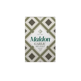 Maldon Garlic Sea Salt Flakes, blended with Wild and Roasted Garlic - Take simple dishes to the next level - Fantastic Flavour - Unique Pyramid-Shaped Sea Salt Flakes- 100g Box