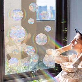 Suncatcher Circle, 26 Pieces Prism Window Stickers, Bird Anti-Collision Window Sticker, Bird Anti Collision Rainbow Window Film for Windows, Rainbow Film Window