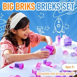 Strictly Briks Building Blocks - Compatible with Lego Duplo - 108-Piece Set, Pink, Magenta, Lavender & Purple - Big Bricks for Toddlers & Kids Age 3+ - Jumbo Toy Building Set & Toddler Gift